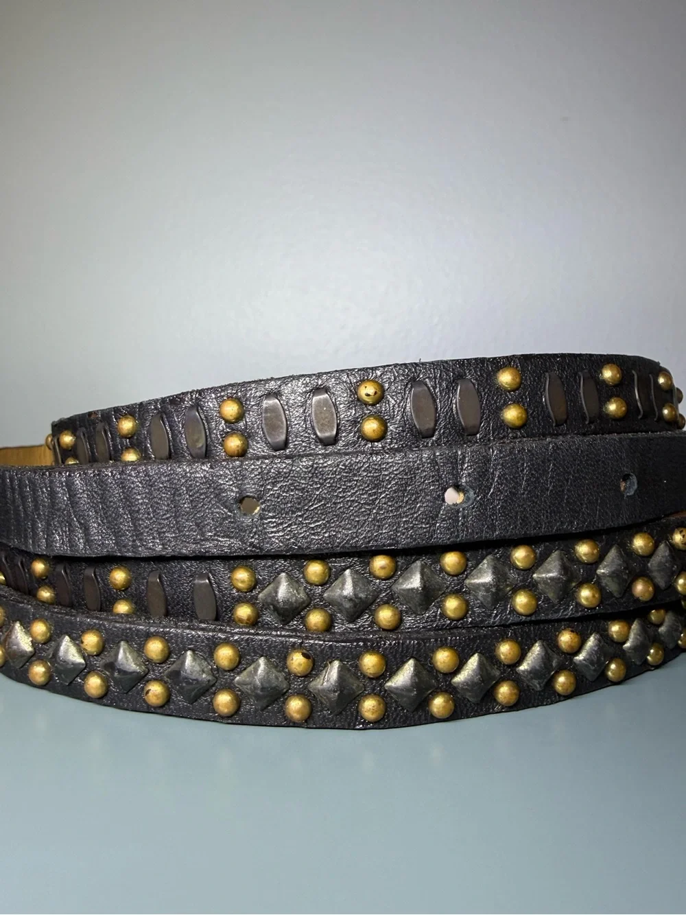 Urban Zen Celso Tia Double Wrap Studded Leather Belt NWT Size 36